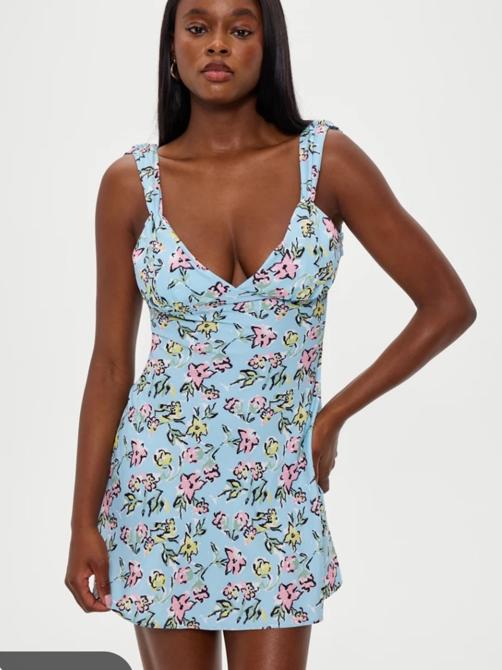 NEW!  Frankie’s Bikinis Emilia satin floral mini dress